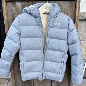 Light blue lined north face winter coat. Youth size 16-18